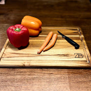 Rectangular Teak Wood Cutting Board With Groove lifestyle