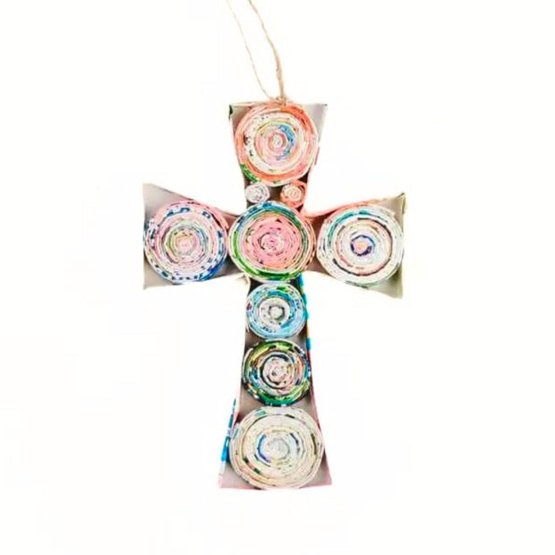 Recycled Paper Quilled Cross Ornament