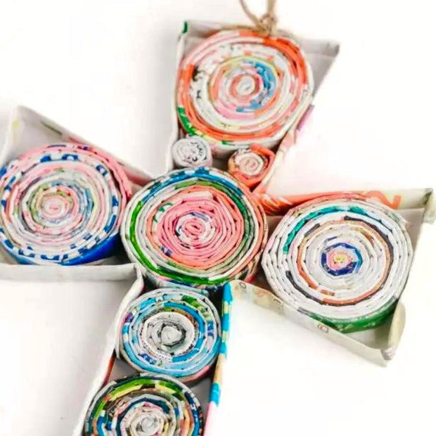 Recycled Paper Quilled Cross Ornament