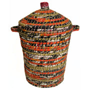 Kaisa Grass and Recycled Sari Lidded Hamper Basket