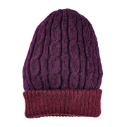 Reversible Hand-knit Cable Hat - Berry
