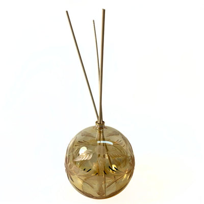 Round Blown Glass Reed Diffuser with Delicate Flowers
