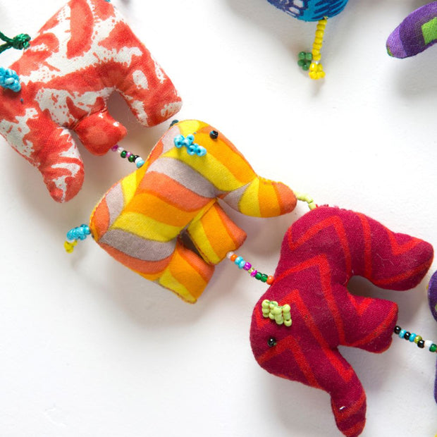 Close-up detail of Festival Elephants Hanging Garland