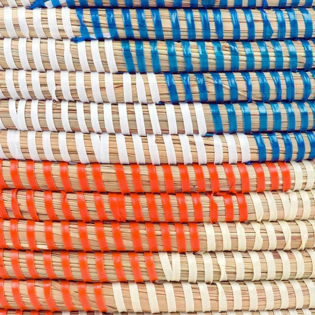 Multi Color Lidded Storage Basket weaving detail