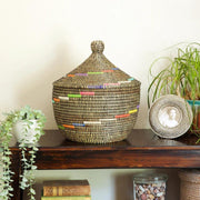Sweet Grass Teranga Sable Swirl Lidded Warming Basket lifestyle