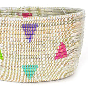 White Teranga Triangles Oval Knitting Basket close-up detail