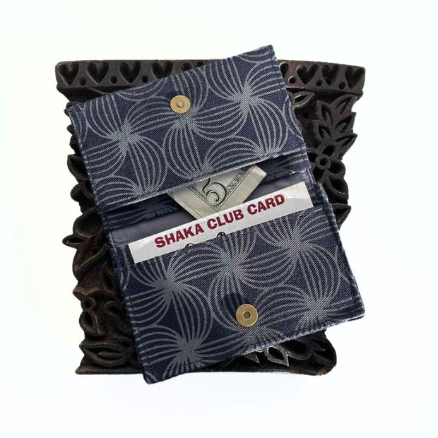 Screen Print Canvas Card Holder - Navy styled open