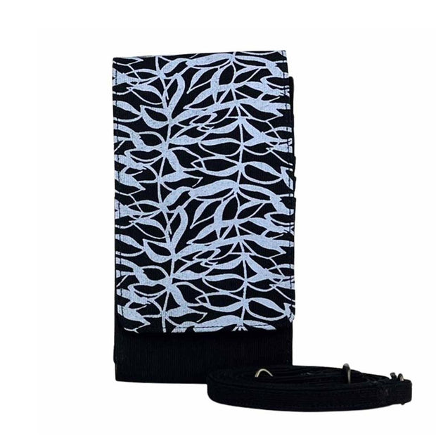 Screen Printed Phone Case Wallet - Botanical Black