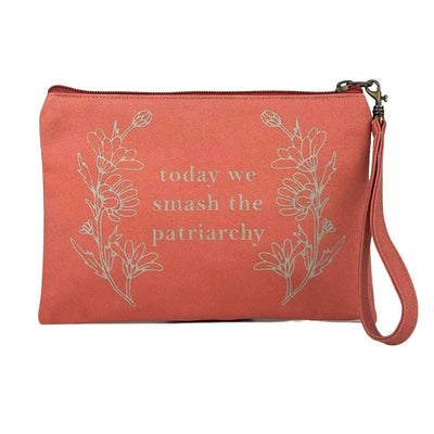 Wristlet Coral Pouch - Today we Smash the Patriarchy 