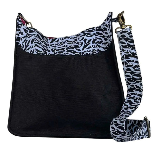Large Cotton Canvas Crossbody Bag - Black