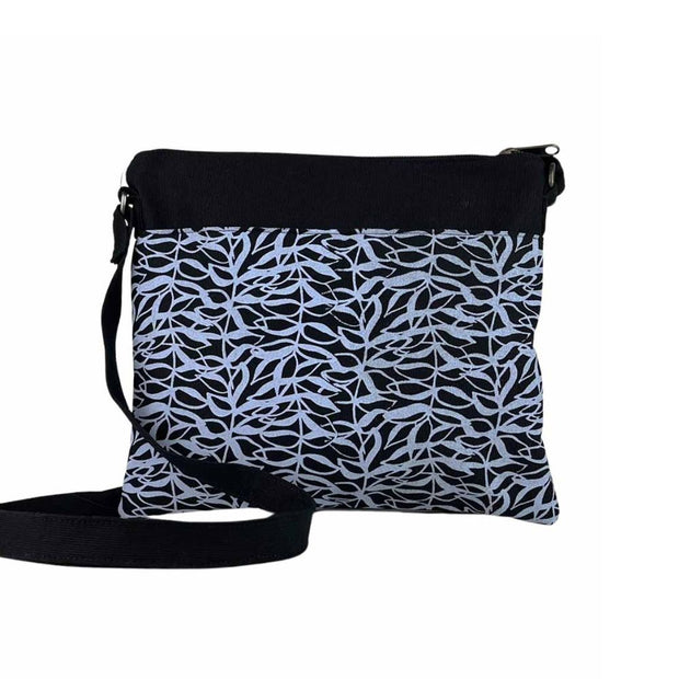 Screen Print Small Crossbody Bag - Botanical Black