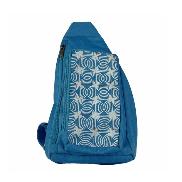 Cotton Canvas Mini Backpack Belt Bag - Bright Blue front