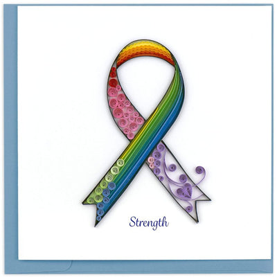 Quilled Rainbow Cancer Ribbon Greeting Card