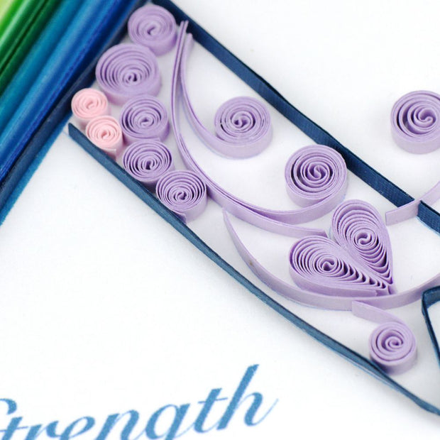 Quilled Rainbow Cancer Ribbon Greeting Card detail
