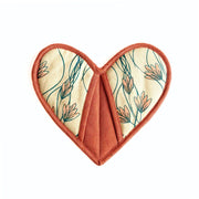 Heart Shaped Cotton Potholder with Pockets to protect fingers Brick
