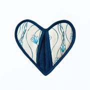 Heart Shaped Cotton Potholder with Pockets to protect fingers Dark Teal