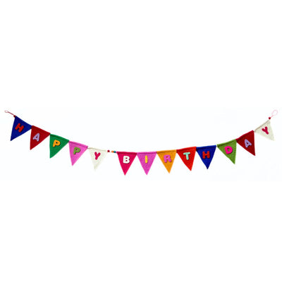 Multicolor Happy Birthday Felt Pennant Banner fully open