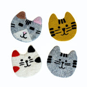 Set of four Felt Cat Coasters flat