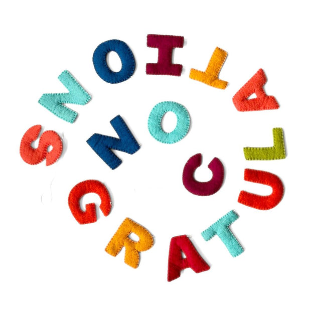 60-inch Multicolor CONGRATULATIONS Felt Banner close-up detail