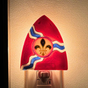 St. Louis City Flag night light lit up on a wall