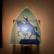 Night Light with Saint Louis Statue at Forest Park design with light on in dark room