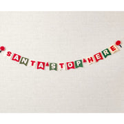 Santa Stop Here Felt Garland on cream background