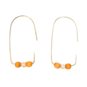 Savvy Hook Wood and Pearl Bead Earrings