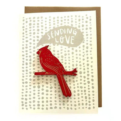 Sending Love Cardinal Magnet with Greeting Card