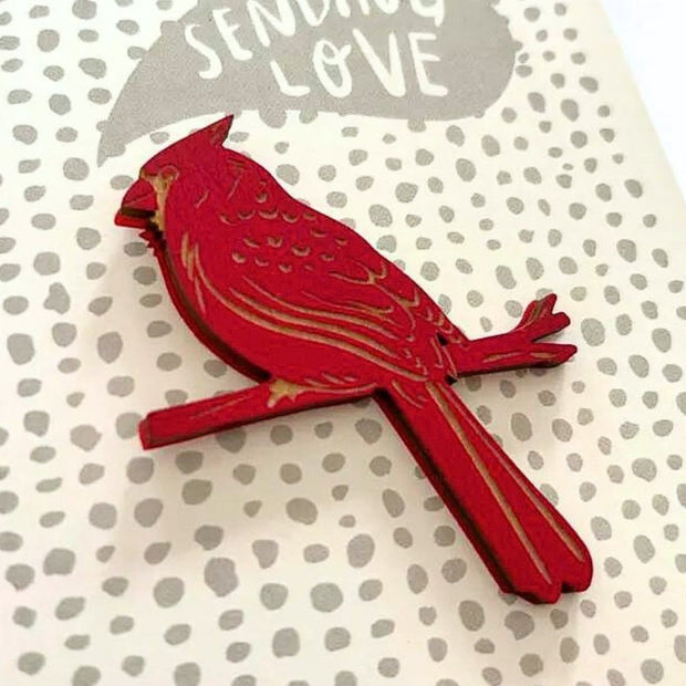 Sending Love Cardinal Magnet with Greeting Card detail