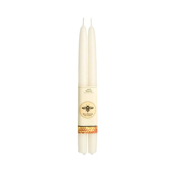 Set of 2 Pure Beeswax 12-inch Taper Candles - ivory