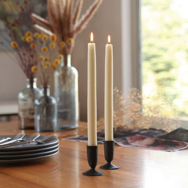 Set of 2 Pure Beeswax 12-inch Taper Candles - ivory lifestyle
