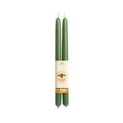 Set of 2 Pure Beeswax 12-inch Taper Candles - moss