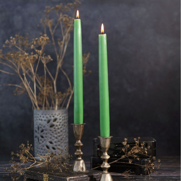 Set of 2 Pure Beeswax 12-inch Taper Candles - moss lifestyle