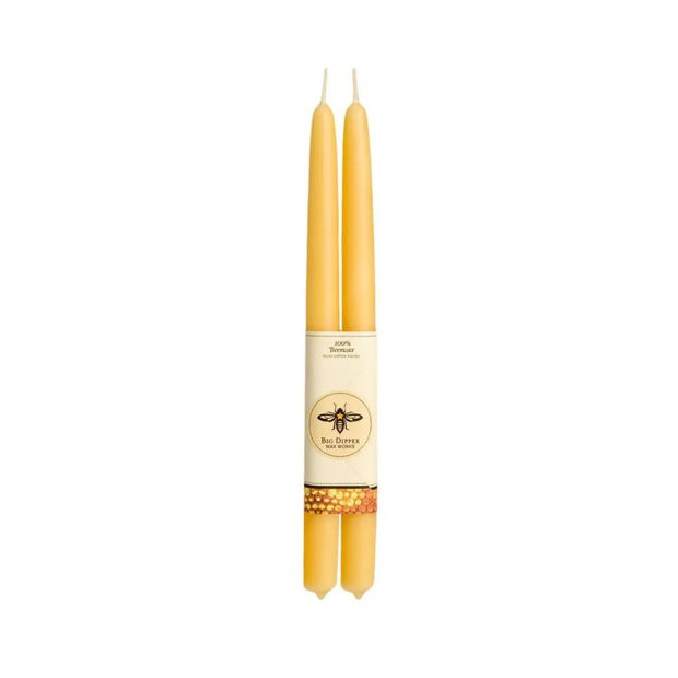 Set of 2 Pure Beeswax 12-inch Taper Candles - natural