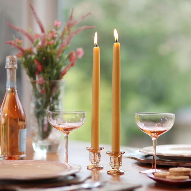 Set of 2 Pure Beeswax 12-inch Taper Candles - natural lifestyle