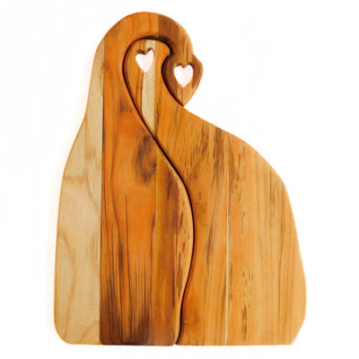 Set of Two Romantic Couple Serving Teak wood Boards