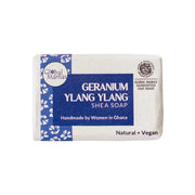 Skin Care Natural and Vegan Shea Soap Bar - Geranium Ylang Ylang front label