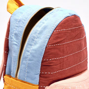 Organic Cotton Small Colorblock Backpack - Rust close-up