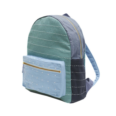 Organic Cotton Small Colorblock Backpack  - Spruce side view