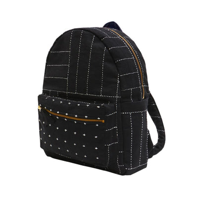 Organic Cotton Small Crosshatch Backpack Charcoal side view