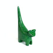 Soapstone Tails Up Cat Sculpture - green
