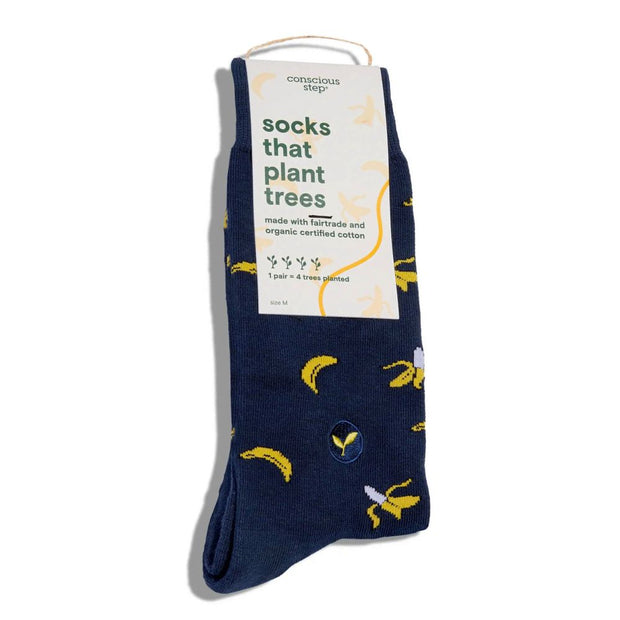 Conscious Step Socks that Plant Trees Navy Gone Bananas tagged