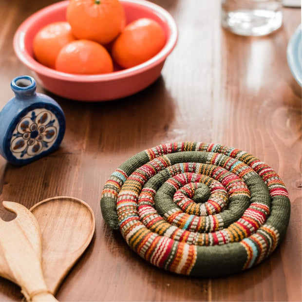 Spiral Spiced Heatable Trivet - Earth Tones lifestyle