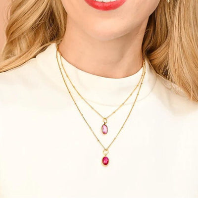 Birthstone Crystal Pendant Necklaces on model