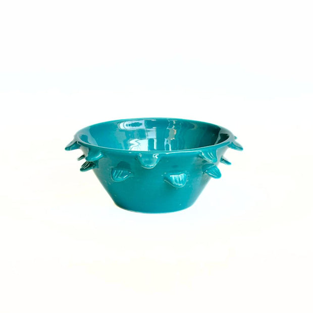 Mini Ceramic Bowl with Feathers - teal