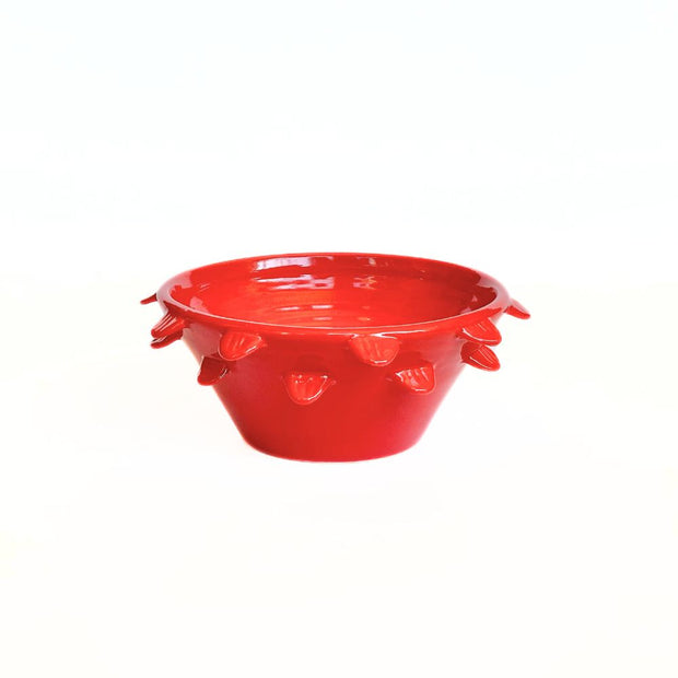 Mini Ceramic Bowl with Feathers - coral