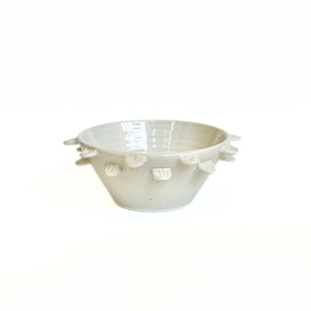 Mini Ceramic Bowl with Feathers - white