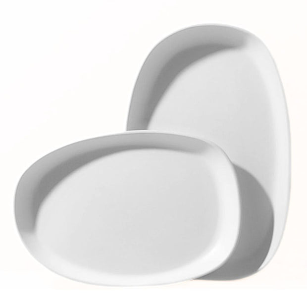 Stoneware Long Serving Platters Dadasi Matte White two sizes