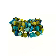Tagua and Acai Bead Spiral Bracelet - Blue Green side view