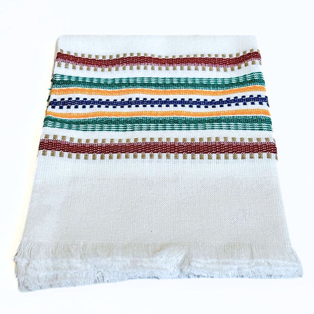 Hand-woven Cotton Kitchen Towel - Deep Color Multi Stripe